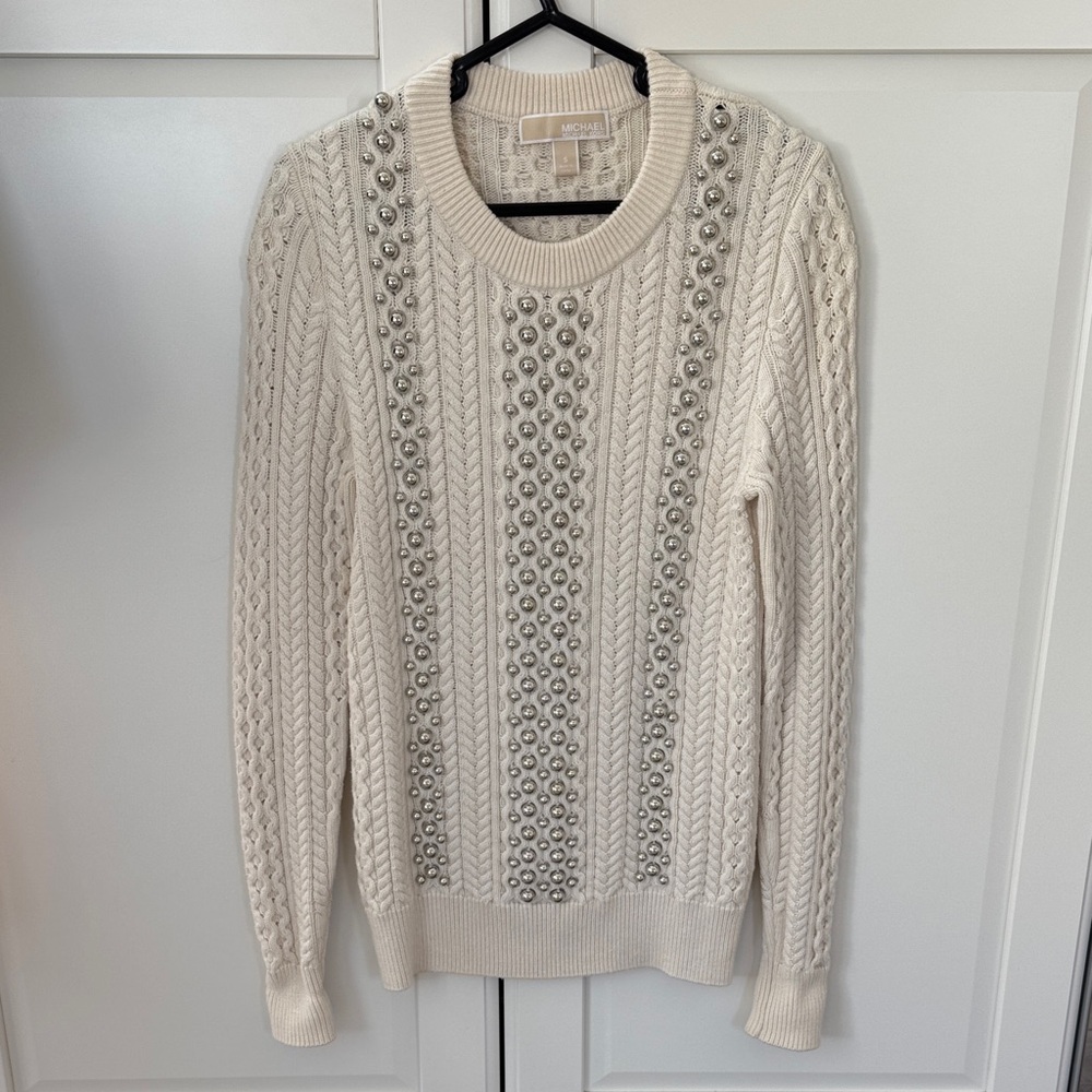 Michael Kors Cream Embellished Women's Sweater
